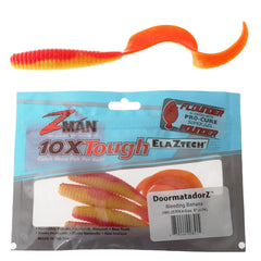 Z-MAN Doormatadorz 5-Banana tail lure visible for fluke fishing.