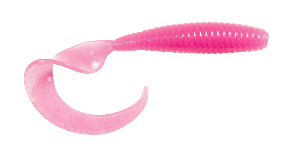 Z-MAN Doormatadorz 6in pink glow front view enhances visibility for fluke and bottom rigs.