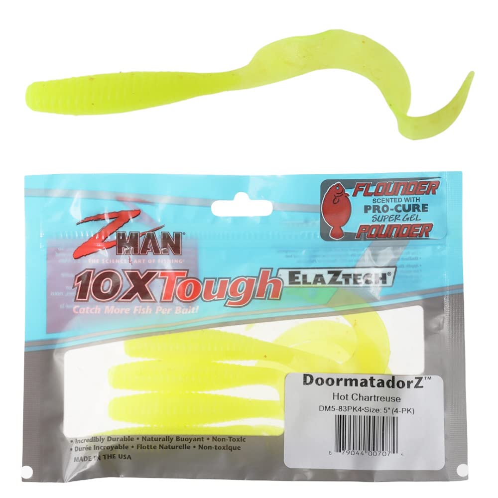 Z-MAN Doormatadorz 5in Hot Chartreuse for high visibility and better fluke bites