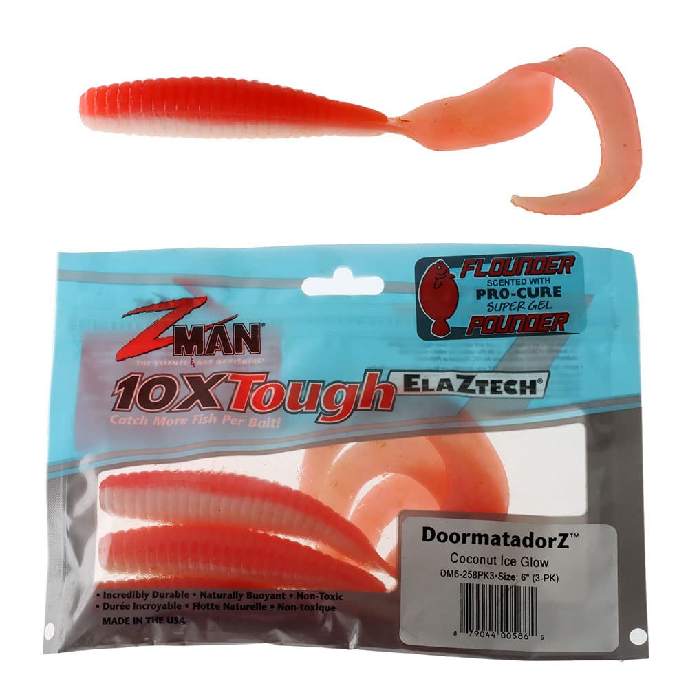 Z-Man Doormatadorz 6-inch Coconut Ice front view showcases buoyant jigging action.