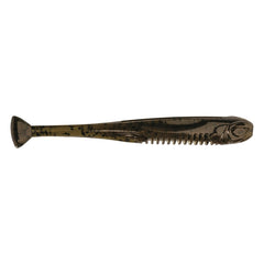 Z-MAN Drop KickerZ Green Pumpkin 3.5 ribbed belly boosts turbulence cues.