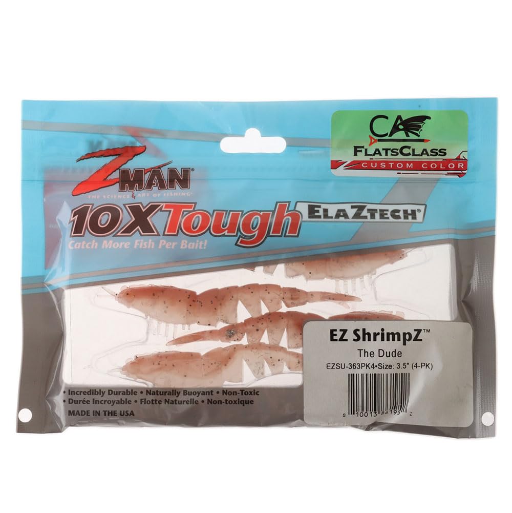 Z-Man EZ ShrimpZ pre-rigged with 2/0 Mustad hook for ready-to-fish performance