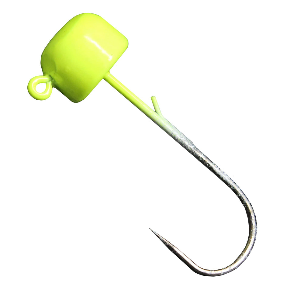 Z-Man Finesse ShroomZ Jighead chartreuse front view highlighting compact Ned Rig design