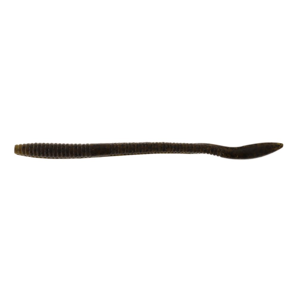 Z-Man Finesse WormZ 7-inch green pumpkin bottom view emphasizes bulbous tail for Shaky HeadZ.