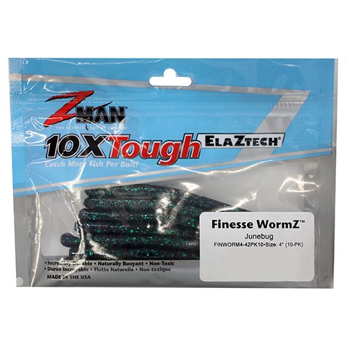 Z-Man FinWorm4 on a drop shot showing subtle quiver and ElaZtech durability.