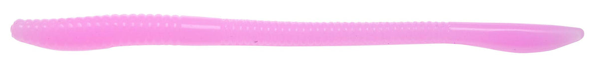 Z-Man Floating Worm 7-inch Bubblegum floats on water surface for visible topwater bass strikes