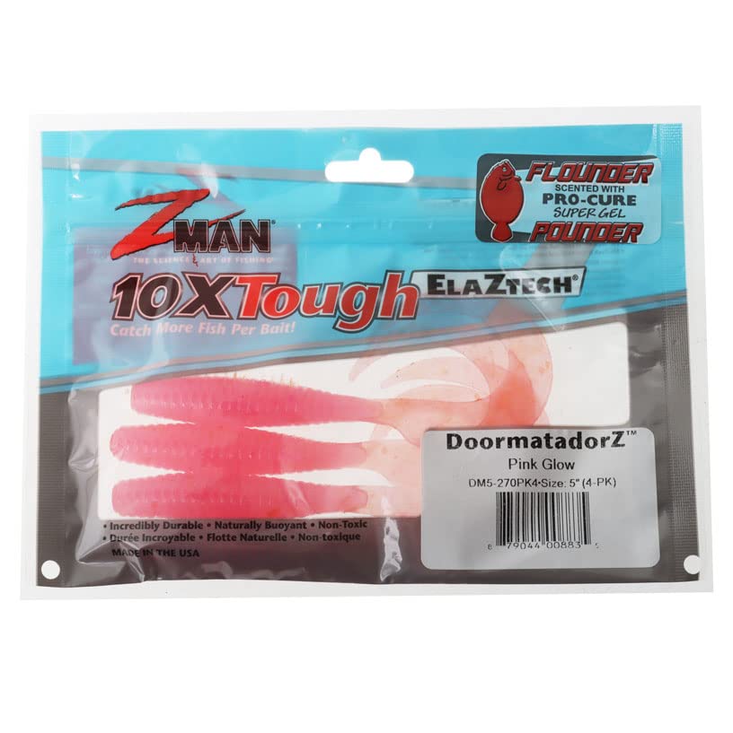 Z-MAN DoorMatadorZ 5-inch pink glow tail action close-up highlighting movement in water.