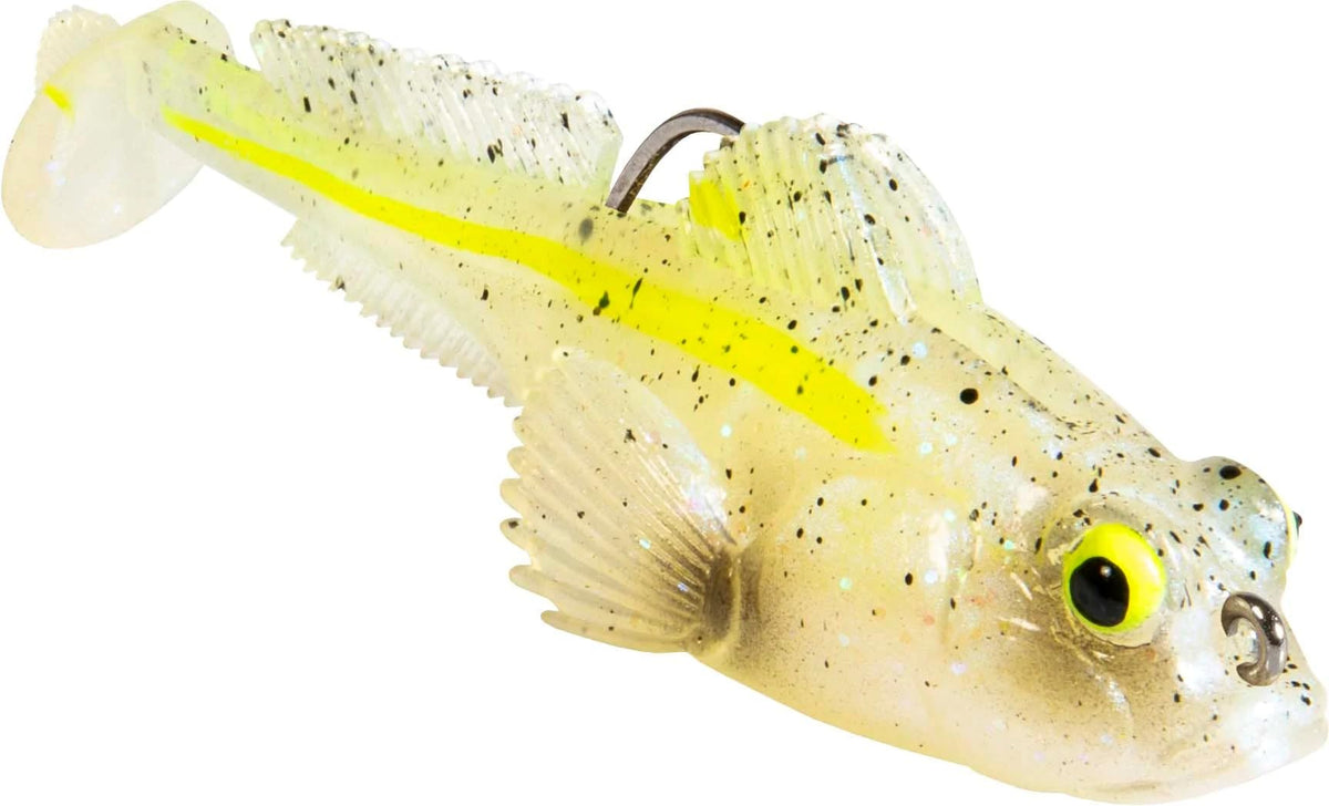 Z-Man Gobius 3in Sexy Shimmer Blue swimbait with lifelike goby details for natural movement.