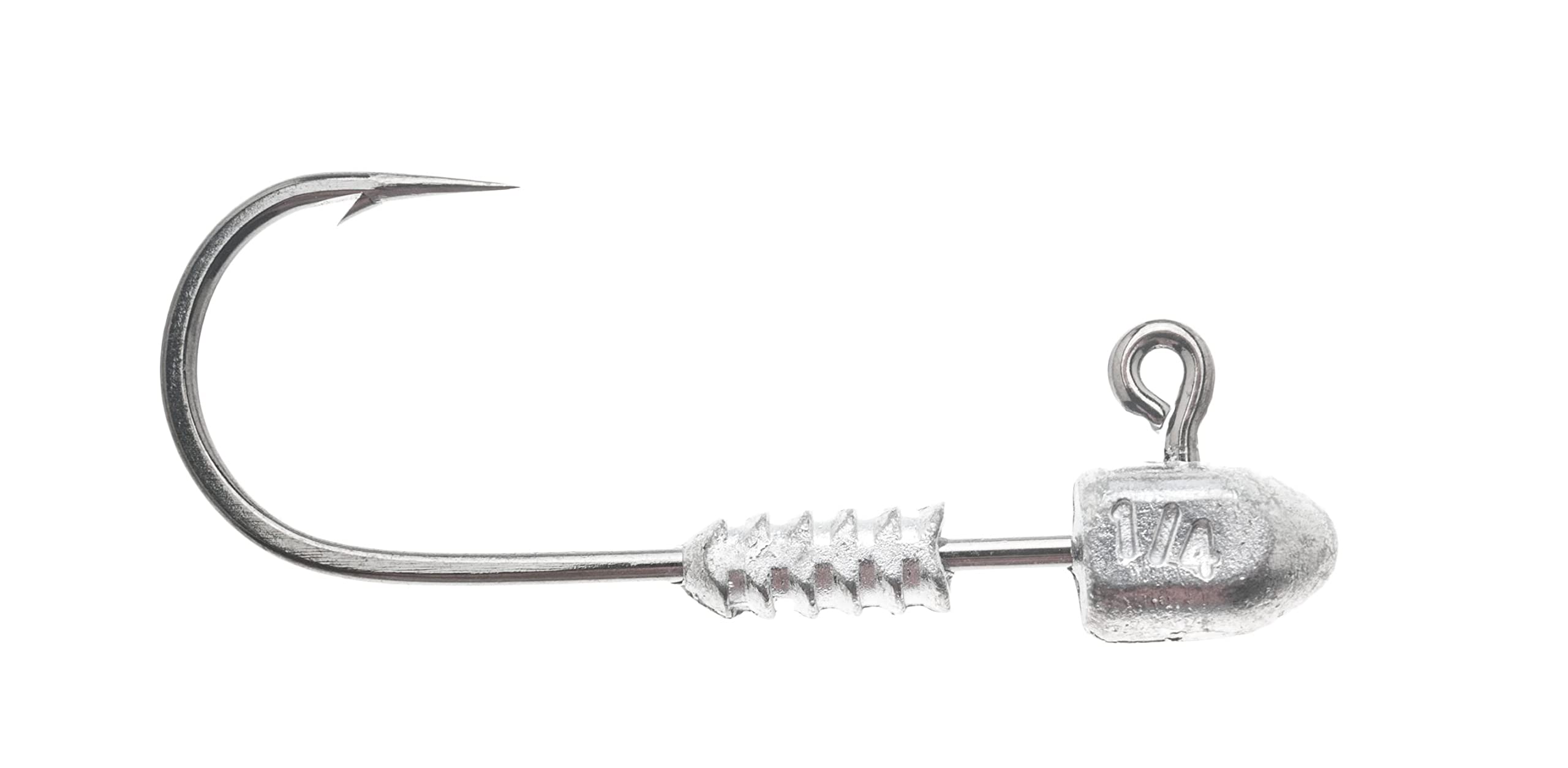 Close-up of Z-MAN HeadlockZ HD jig head showing engraved weight and rugged Mustad hook