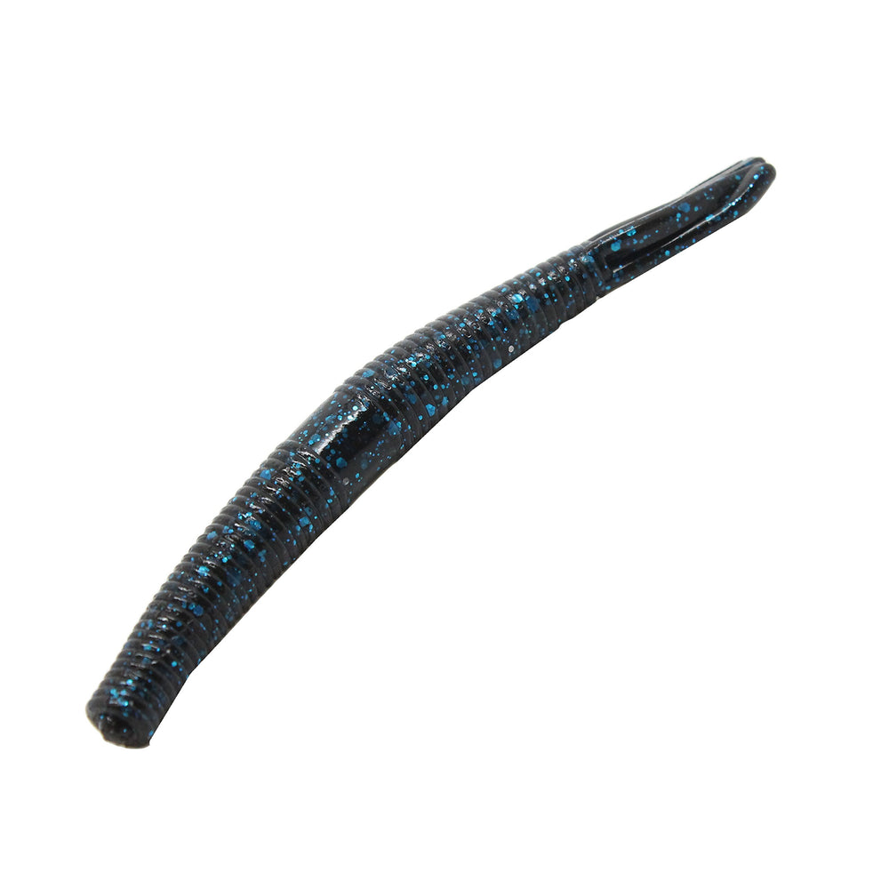 Z-MAN Hula Stick 4-inch black blue flake front view for finesse fishing
