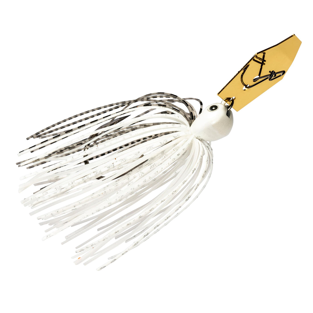 Z-Man JackHammer Dirty White front view enhances lure visibility in clear water