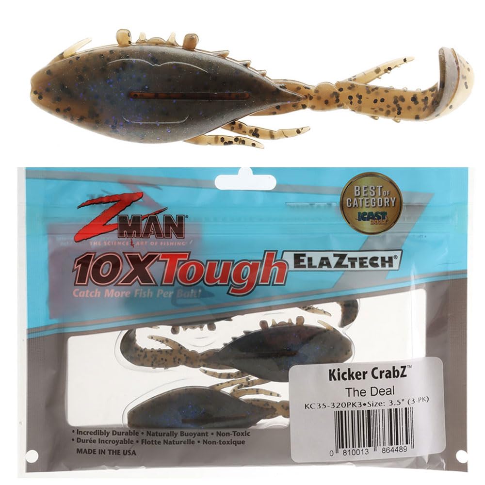 Z-Man KC35-320PK3 Kicker Crabz side-swimming crab action for redfish.