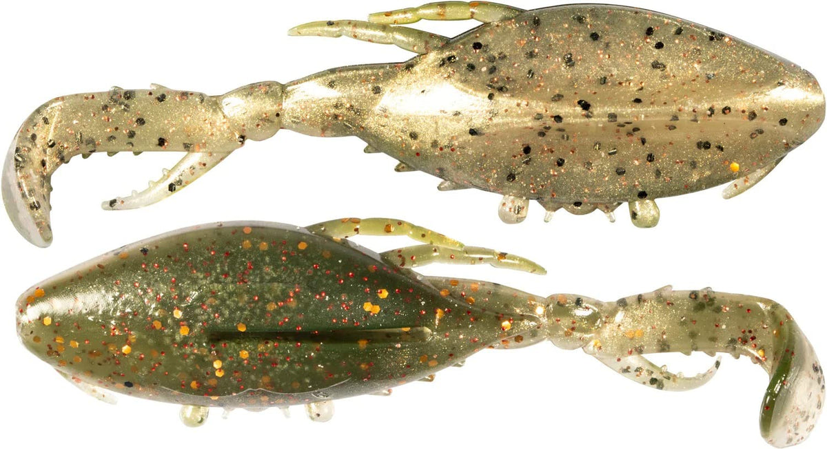 Z-Man Kicker Crabz 3.5 in Redfish Toad 3-pack demonstrates realistic crab action to provoke redfish strikes.
