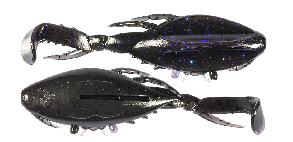 Z-Man Kicker Crabz 3.5 Purple Demon buoyant design aids weedless rigging and casting distance