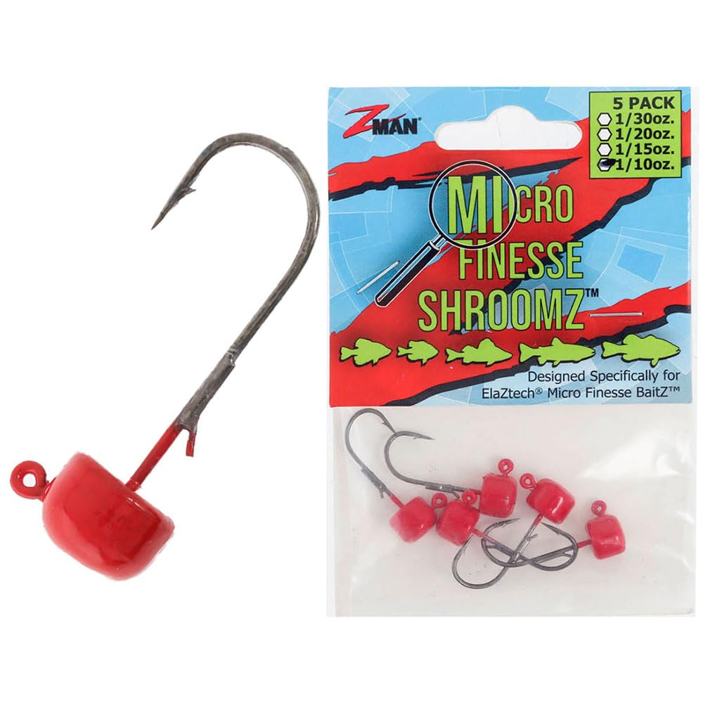 Z-Man MFH110-01PK5 Shroomz red 5-pack jigheads for precise bait presentation