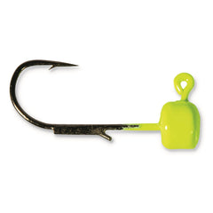 Z-Man MFH115-02PK5 chartreuse jig heads close-up with welded wire keeper for secure ElaZtech rigging