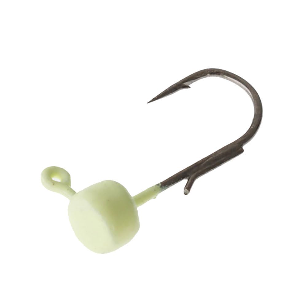 Z-Man MFH130-03PK5 Shroomz Chartreuse jighead boosts visibility in murky water.