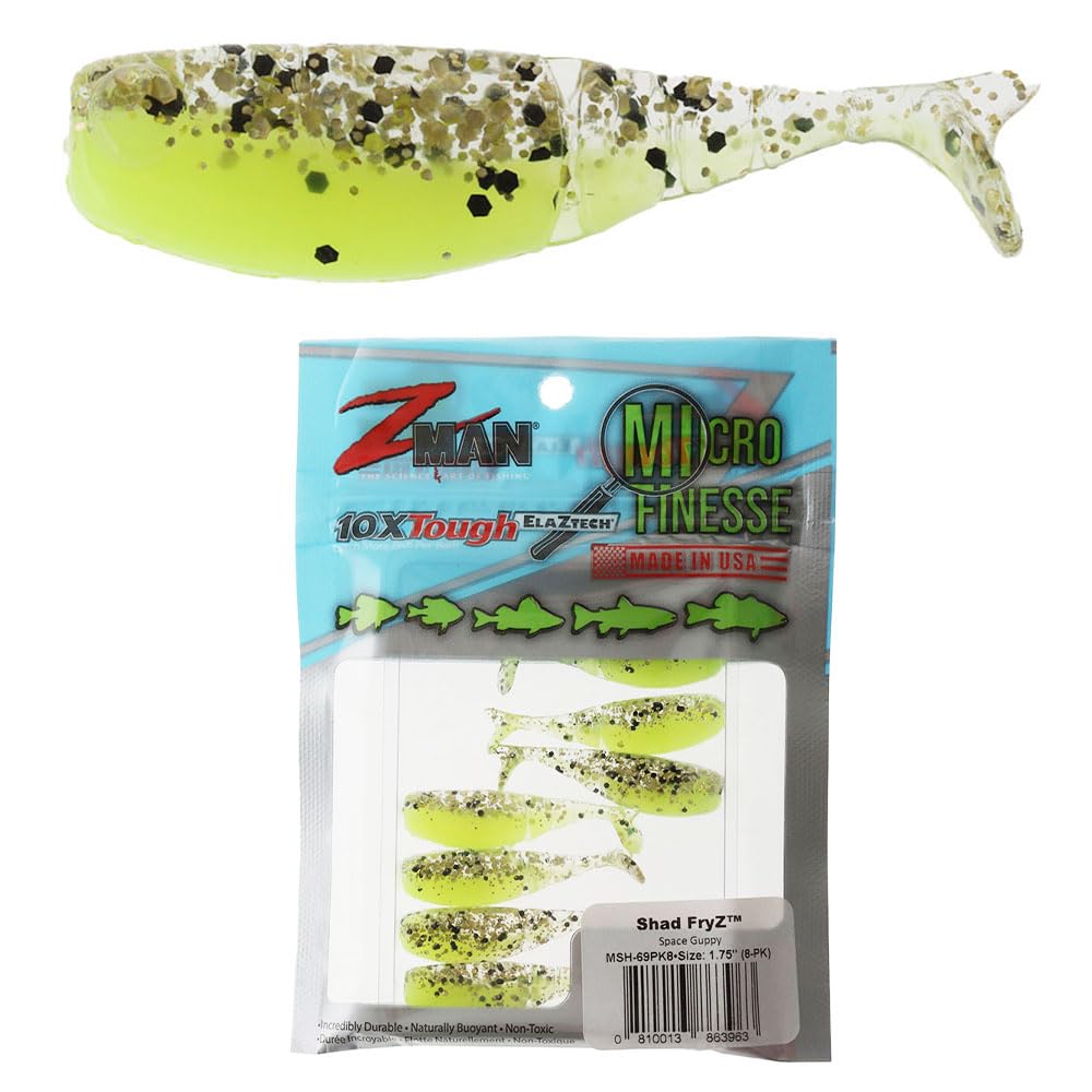 Z-Man MSH-69PK8 Shad Fryz 1.75 inch Space Guppy 8-pack paddletail swimbaits