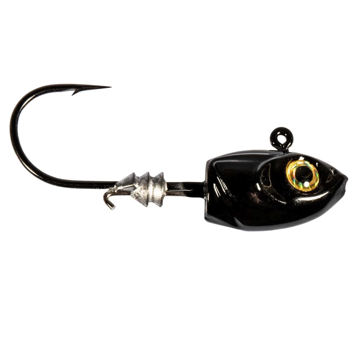 Z-Man MSH116-02PK4 Micro Shad HeadZ in black 1/16 oz securely holds ElaZtech baits.