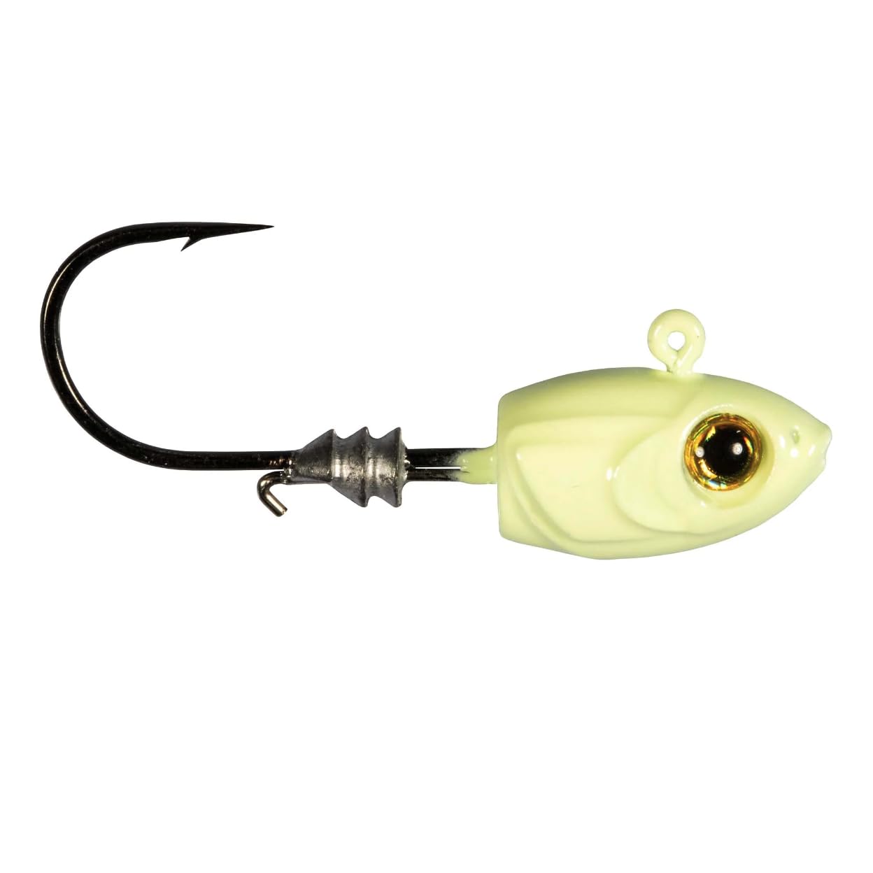 Z-Man MSH132-04PK4 micro shad head 1/32 oz glow jighead seen in glow finish for panfish