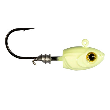 Z-Man MSH132-04PK4 micro shad head 1/32 oz glow jighead seen in glow finish for panfish
