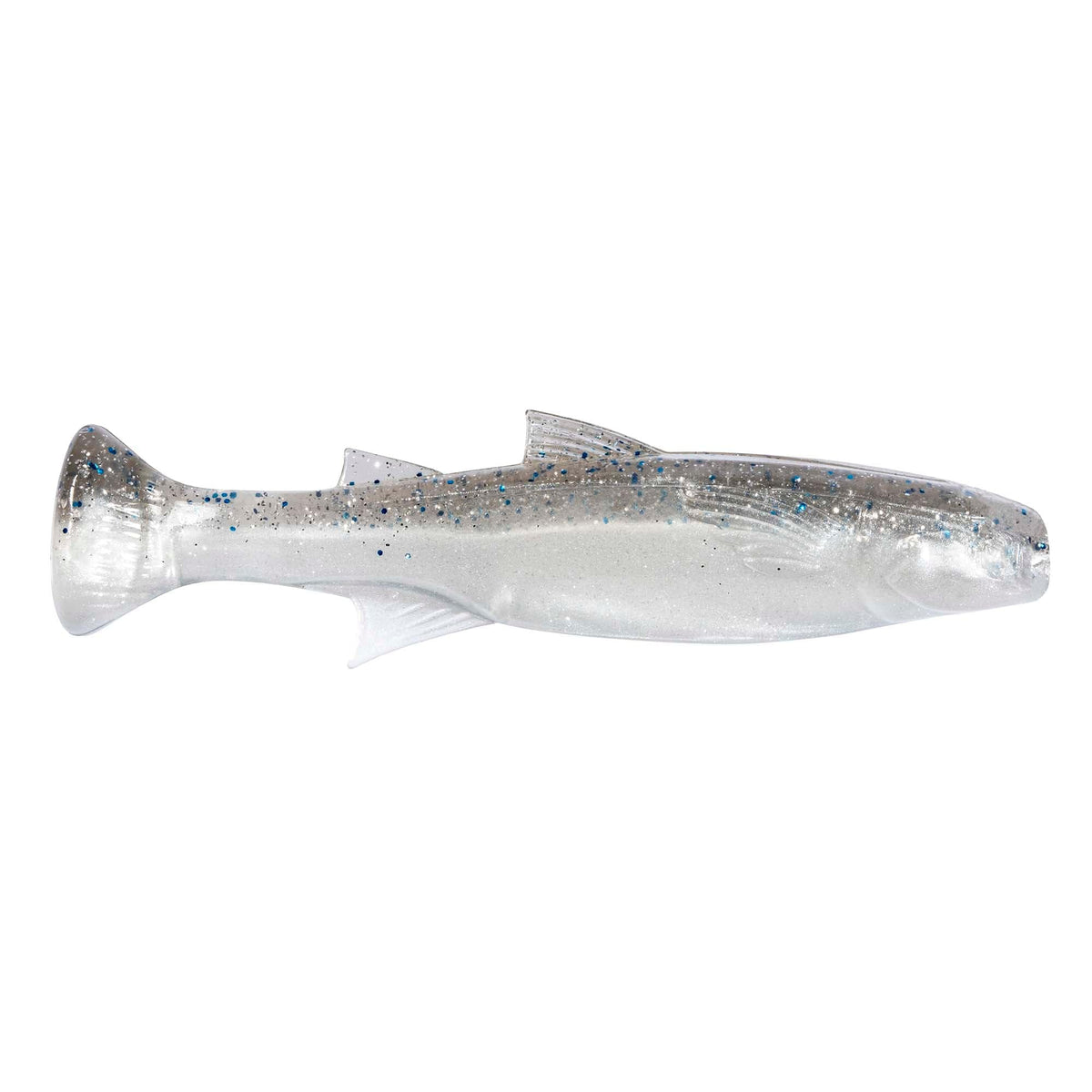Z-MAN Mulletron 4in Smoky Shad profile for lifelike inshore mullet imitation.