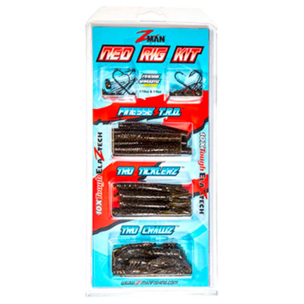 Z-MAN Ned Rig Kit with Green Pumpkin baits for finesse bass fishing and easy rigging