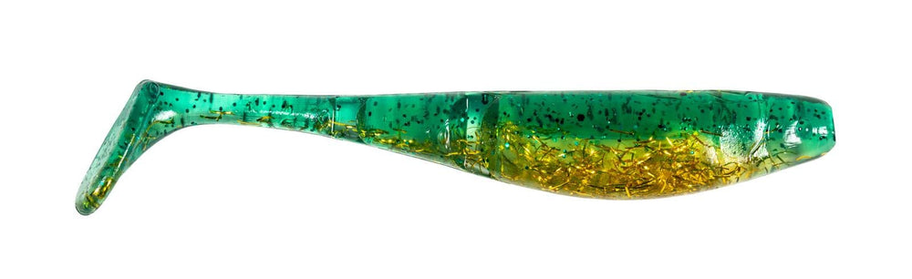 Z-Man PaddlerZ 4in Gitter Done 5 Pack closeup reveals ElaZtech durability for saltwater fishing.
