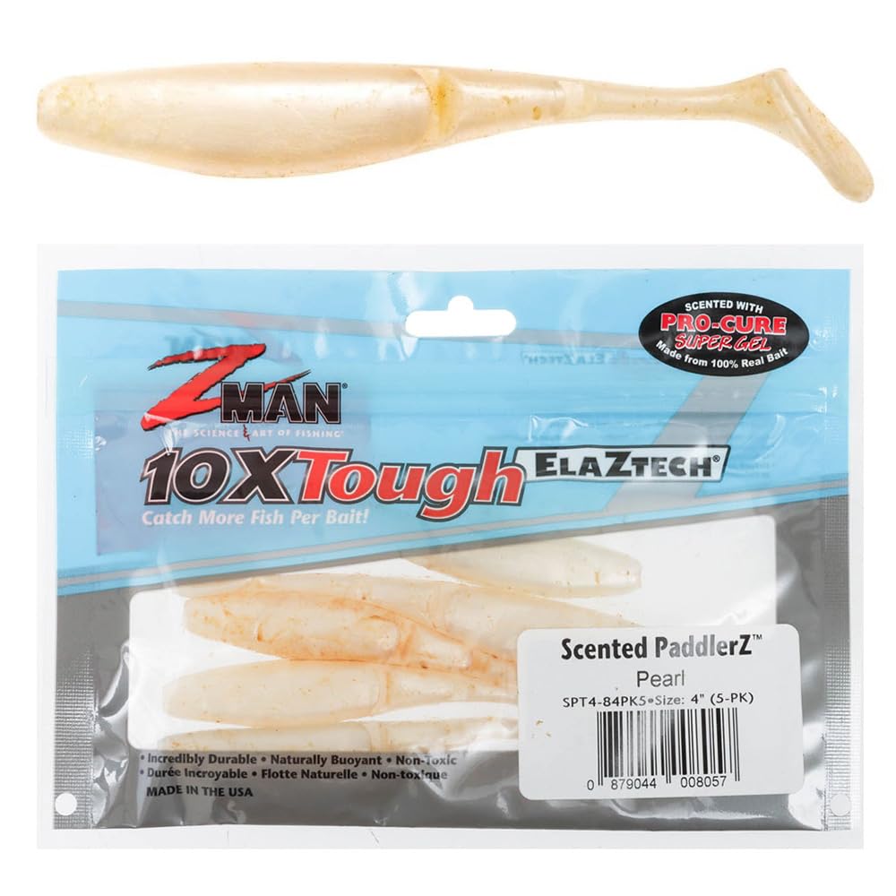 Z-Man PaddlerZ 4in Pearl Scented Swimbait - 5 Pack front view