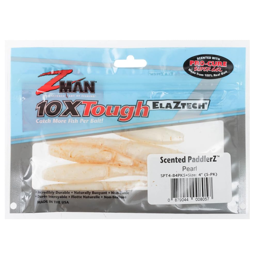 Z-Man PaddlerZ 4in Pearl Scented Swimbait - 5 Pack side view
