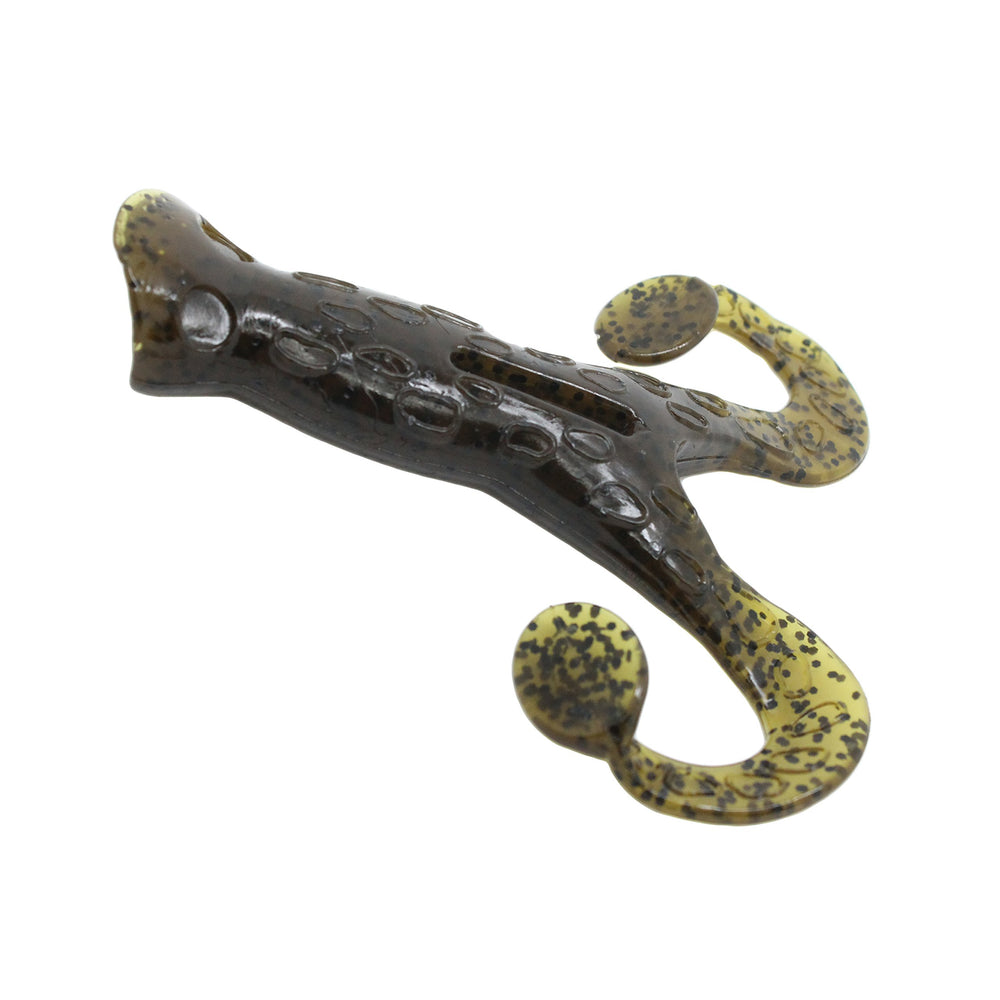 Z-Man Pop Frogz 4 Green Pumpkin front view shows buoyant ElaZtech construction for topwater action