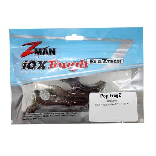 Z-Man Pop FrogZ 4in four-pack, USA-made for reliable topwater performance.