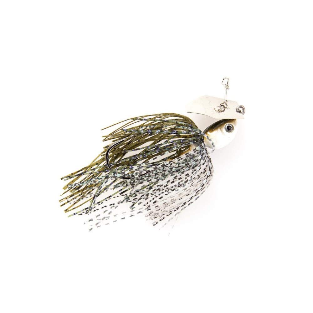Z-Man Project Z ChatterBait green pumpkin blade close-up showing vibration potential for cover.