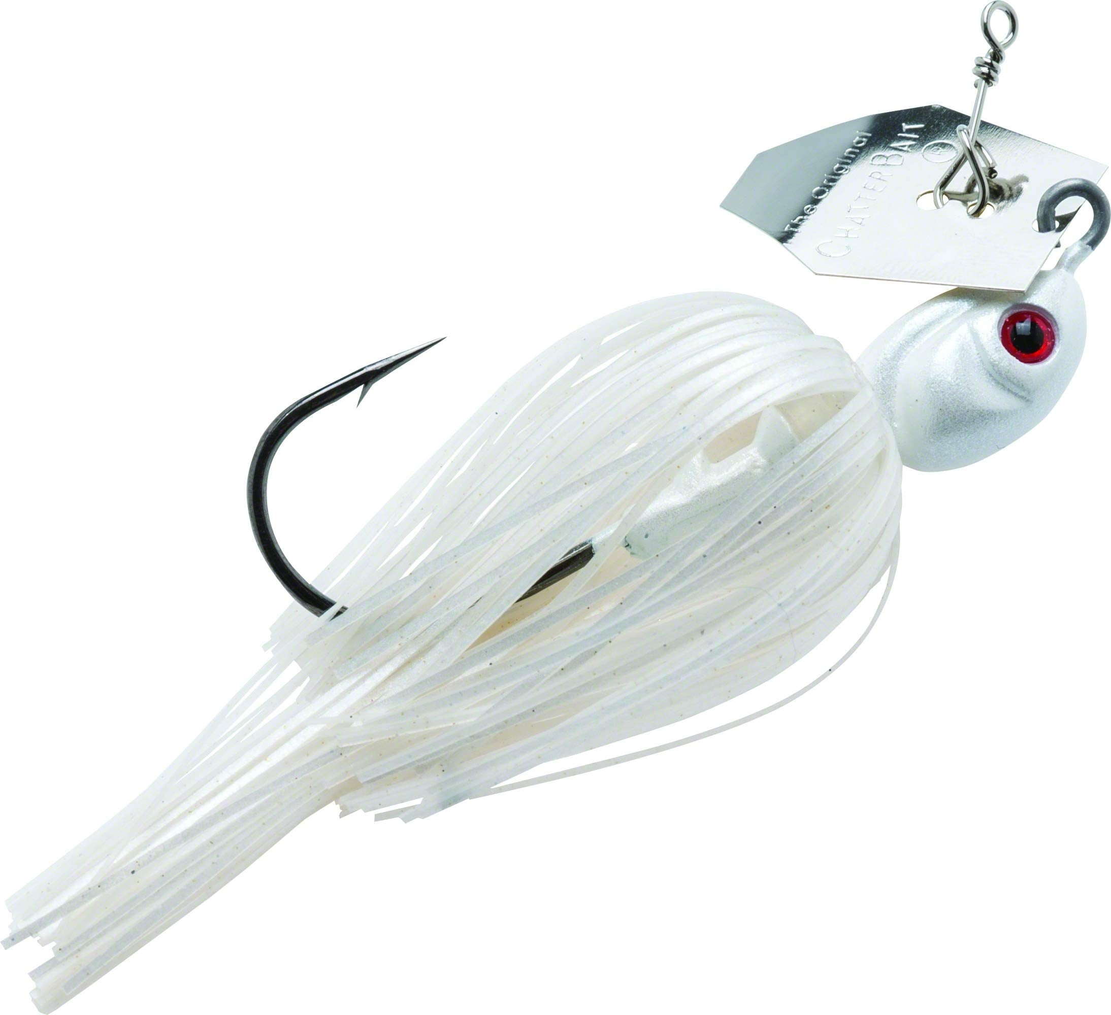 Z-Man Project Z ChatterBait pearl-ghost finish attracts bass with lifelike vibration.