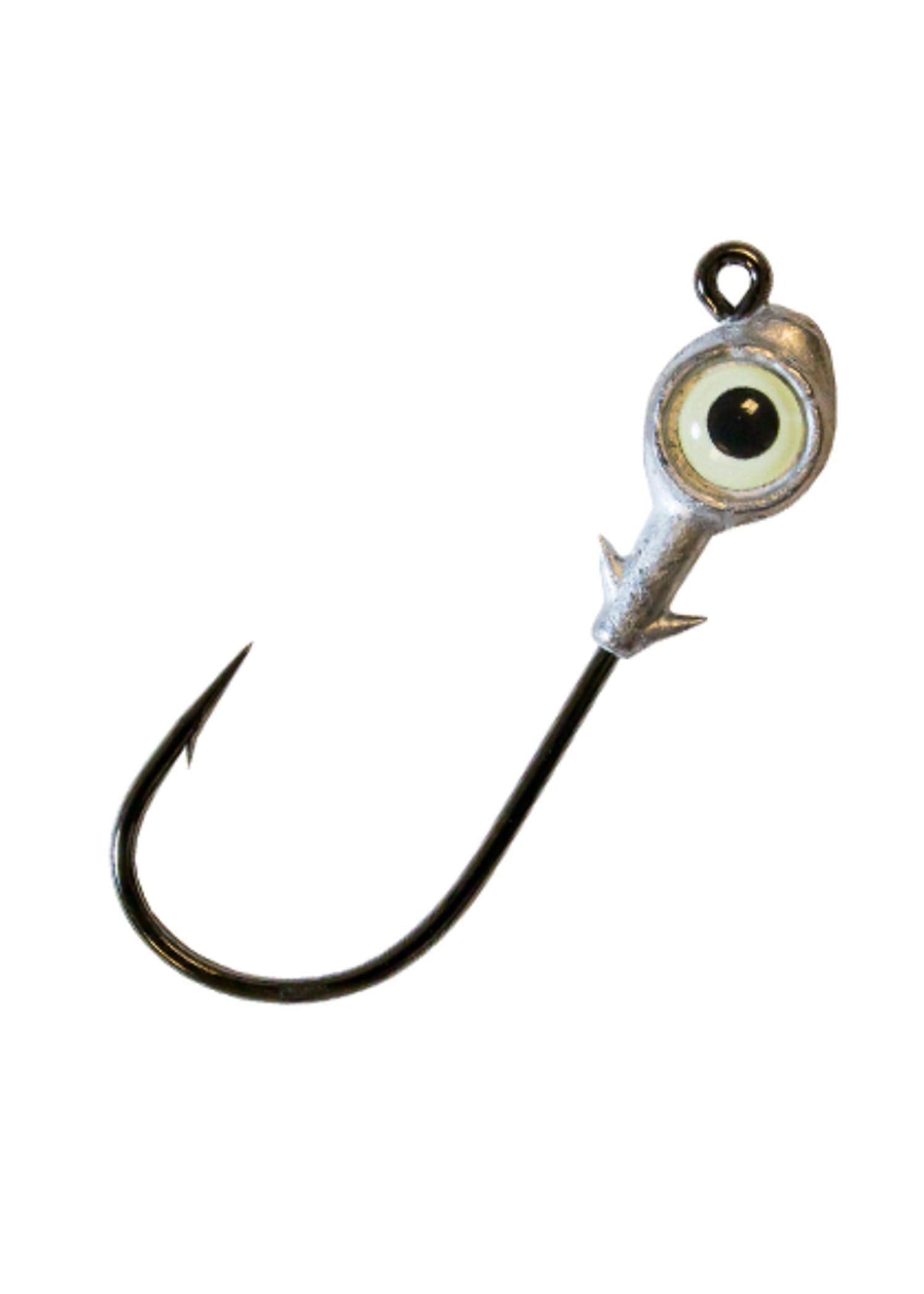 Z-Man Redfish Eye jighead shows 30-degree neck bend to reduce snagging.