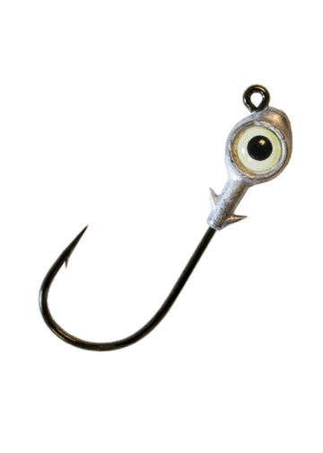 Z-Man Redfish Eye jighead shows 30-degree neck bend to reduce snagging.