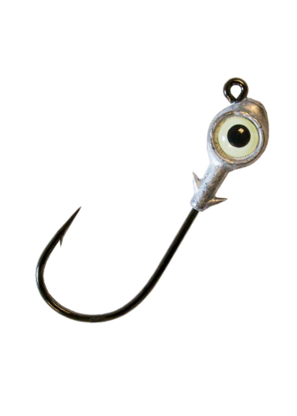 Z-Man Redfish Eye jighead shows 30-degree neck bend to reduce snagging.