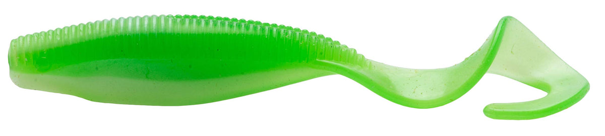Z-Man Scented Curly TailZ lime/pearl lure, versatile for flounder and seatrout inshore fishing
