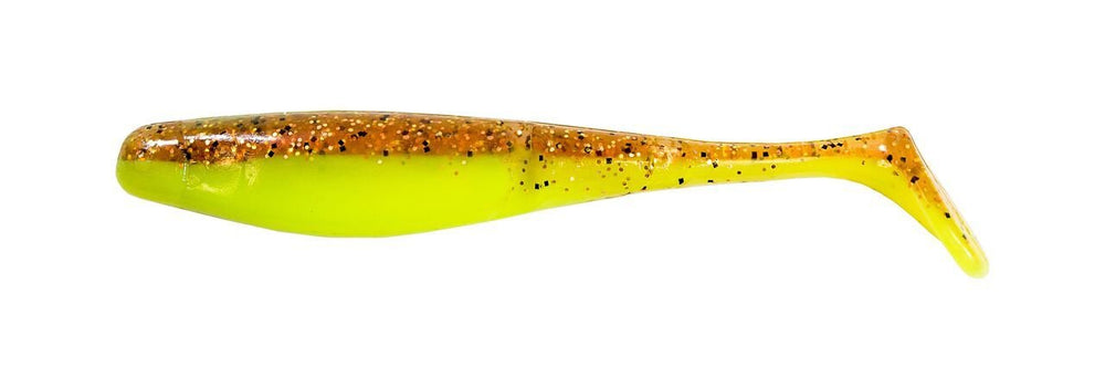 Z-Man Scented PaddlerZ 5-Inch Sexy Penny paddle tail swimbait ideal for topwater action and versatile retrieves.