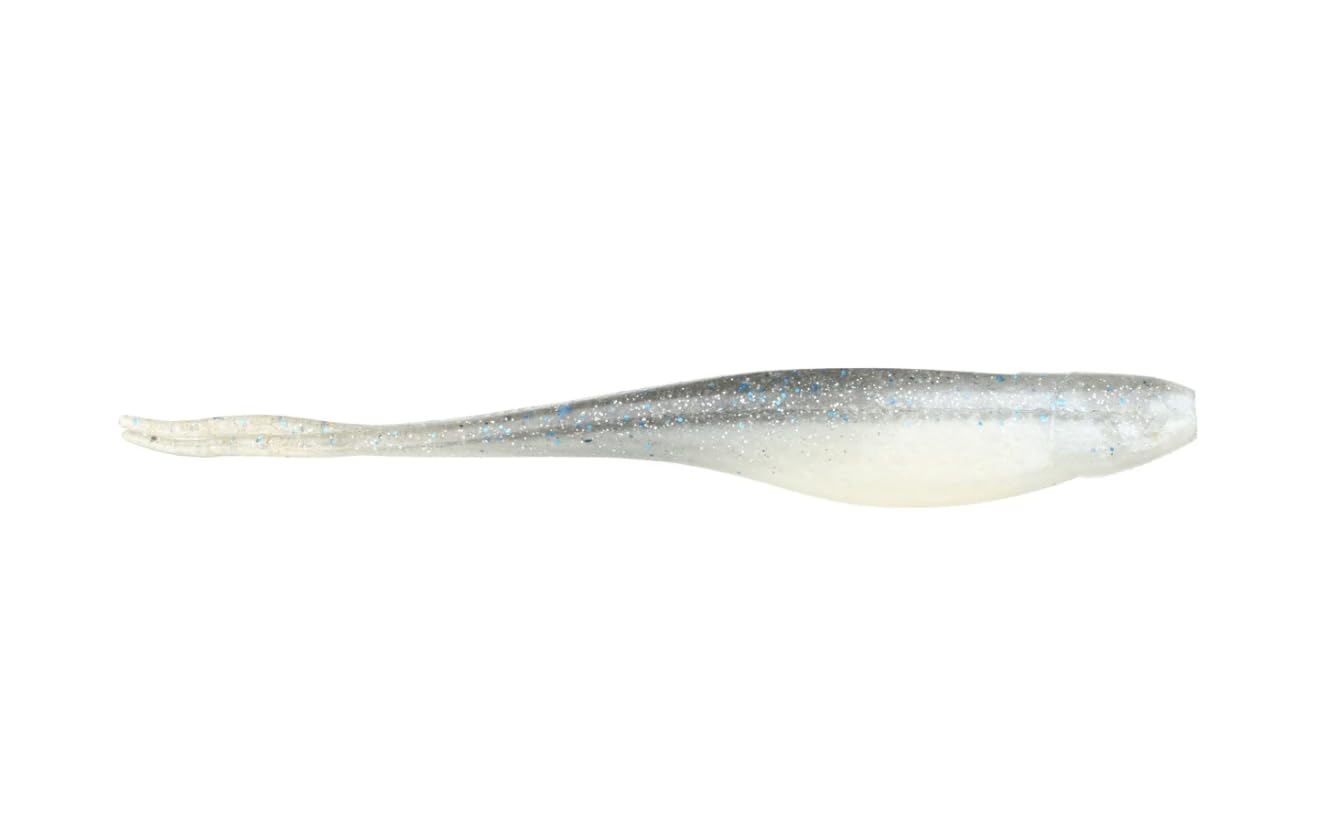 Z-Man SJS35-57PK5 Scented Jerk ShadZ smoky shad front view shows realistic bounce for redfish.