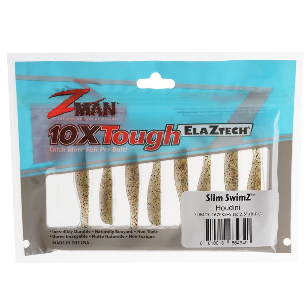 Z-Man Slim25-267PK8 curved paddle tail action boosts bites at all retrieves