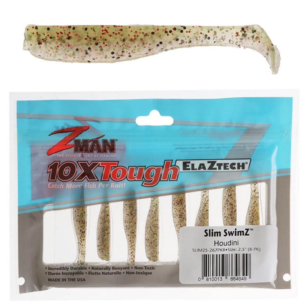 Z-Man Slim25-267PK8 Houdini 2.5in swimbait with lifelike softness for bass and panfish
