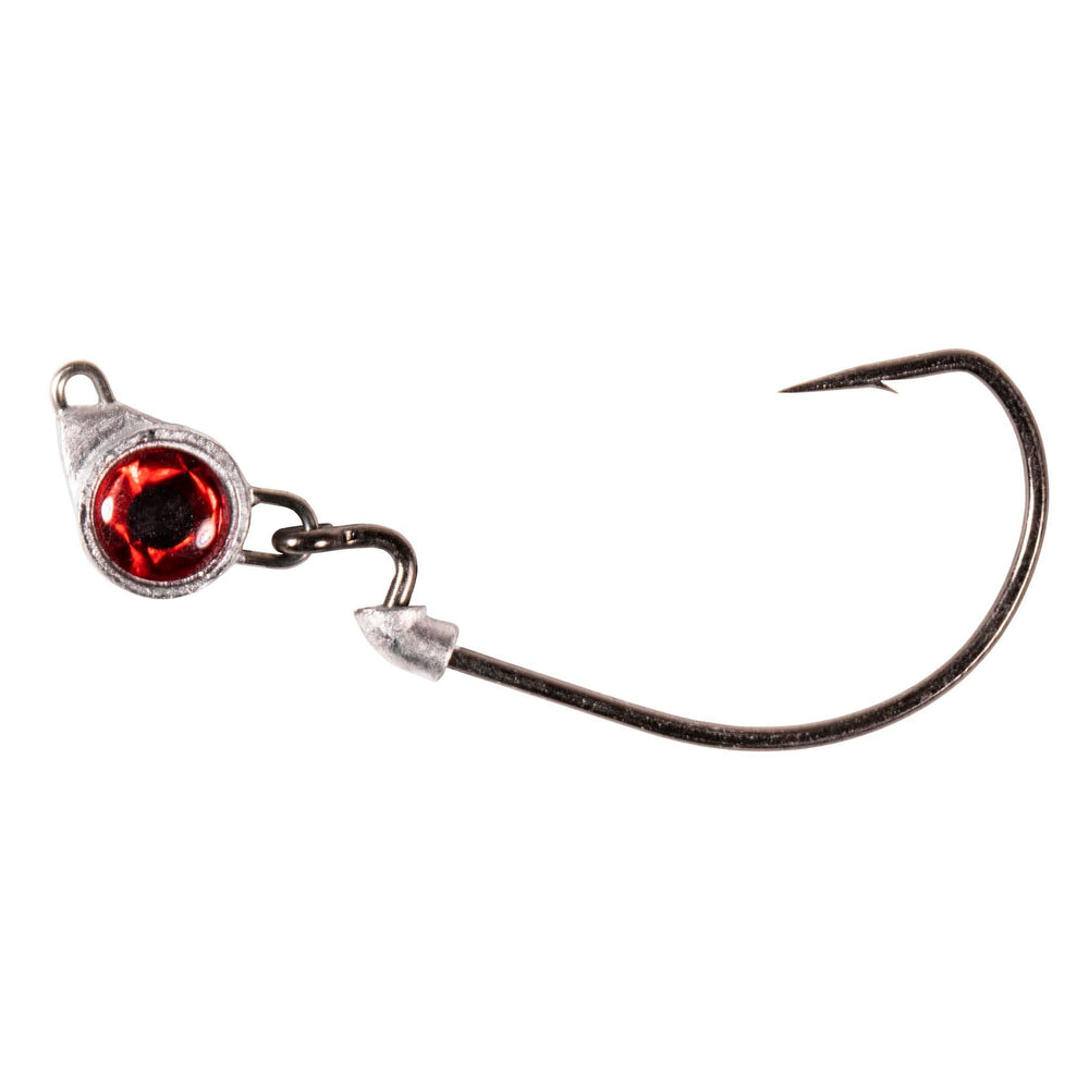 Z-Man TXL38-01PK2 Texas Eye Texl Jighead in red: secure bait keeper for weedless rigging.