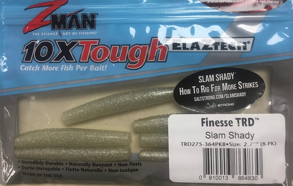 Z-Man TRD Slam Shady pack front view shows eight-pack convenience for tournament-ready softbaits.