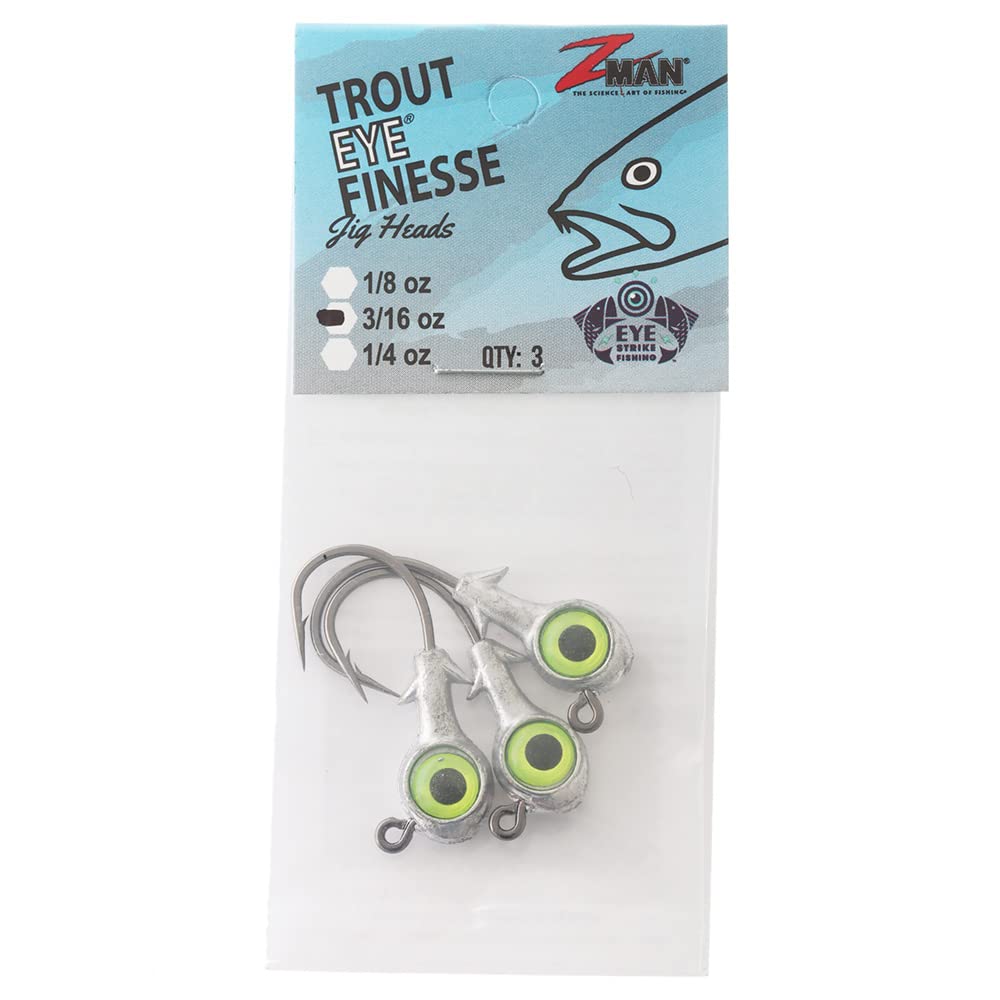 Z-MAN Trout Eye Finesse jighead showing a large eye to help trigger bites.