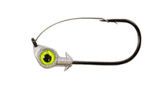 Z-Man Weedless Eye Jighead in chartreuse for weedless fishing and sure hooksets.