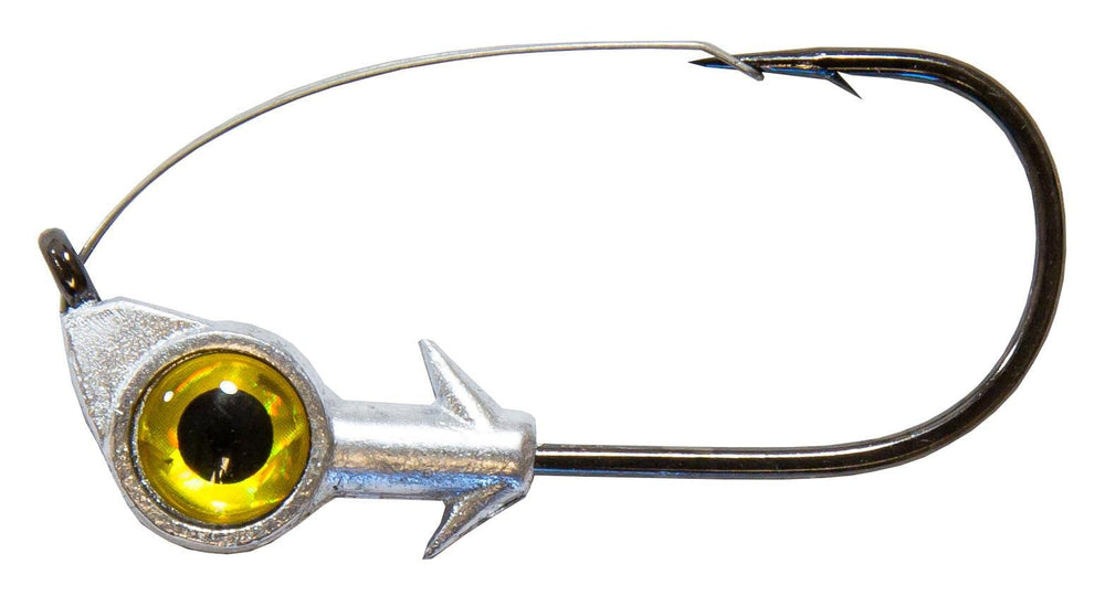 Z-Man Weedless Eye Jigheads in gold, side view, ideal for easy hooksets through cover.