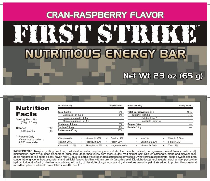 Z-Ration First Strike Bars Cran-Raspberry & Chocolate pack highlighting dual flavors