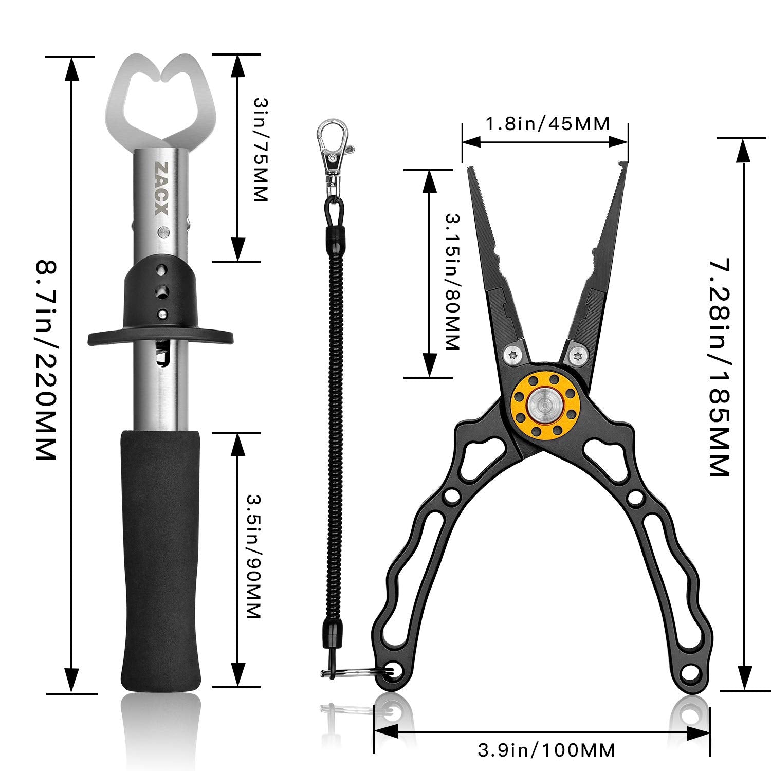 Aluminum fishing pliers with hollow-out design