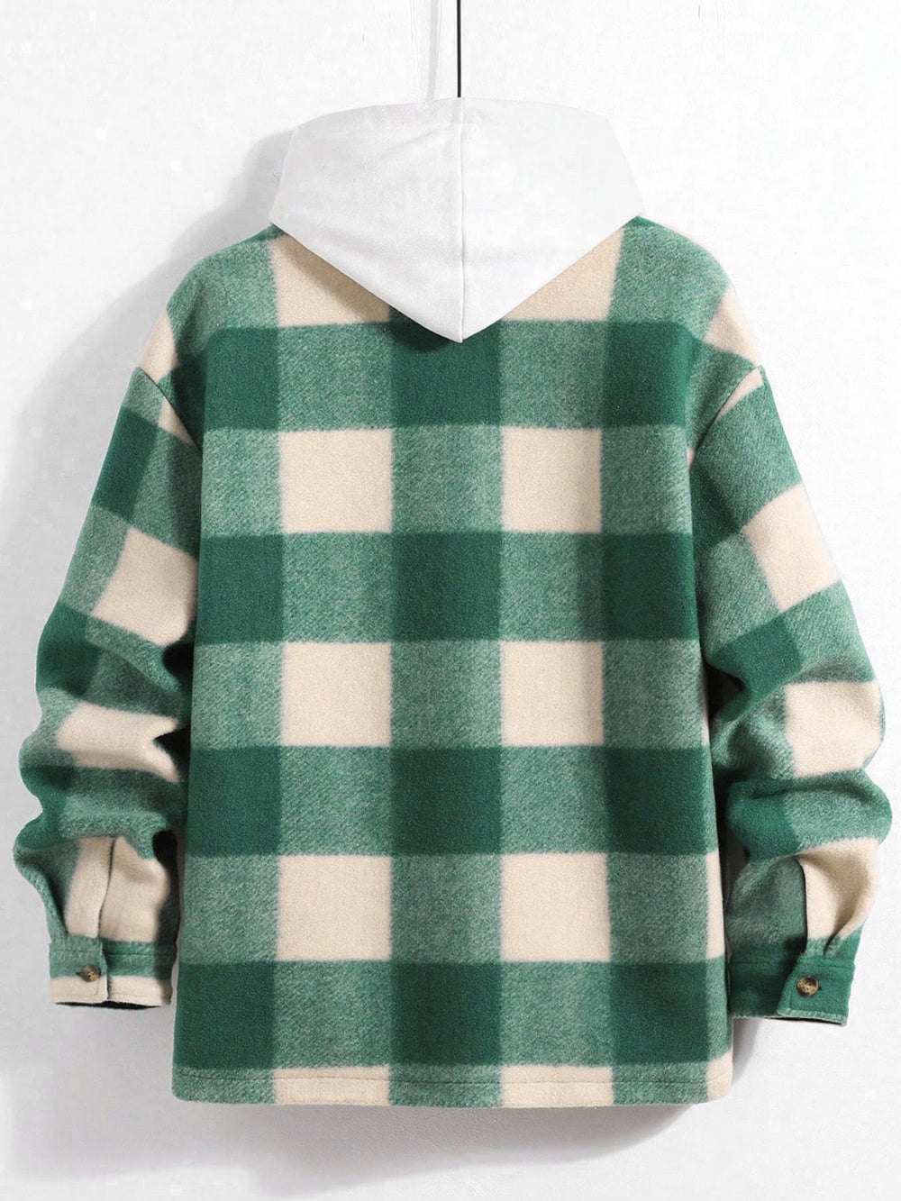 ZAFUL men flannel plaid shacket forest green chest pocket closeup emphasizes durability and utility